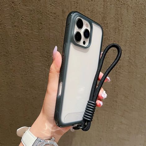 (iPhone 16 Pro Max, Noir) Coque transparente pour iPhone, protection antichoc, idéale pour les filles