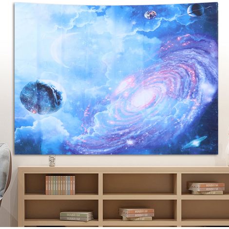 Tapisserie murale à motif planète pour chambre, salon ou dortoir - 200 x 150 cm (1/5)