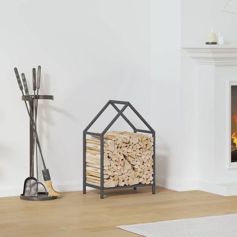 Portant de bois chauffage- Porte-bûches- Meuble pour range bûches anthracite 40x25x60 cm 845816 (1/5)