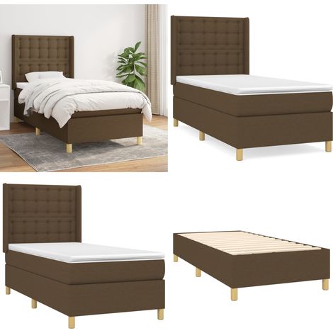 Boxspringbett mit Matratze Dunkelbraun 90x200 cm Stoff - Boxspringbett - Doppelbett - Bettenrahmen - Lattenrost - Matratze - Home & Living