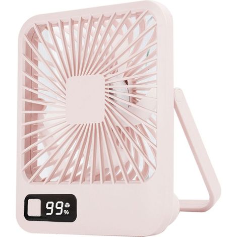 Ventilateur de bureau USB, 5 vitesses, support stable, ultra silencieux, chargement USB, petit format, rose, idéal pour la maison, le bureau ou l'école