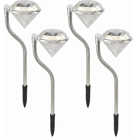 Lot de 4 lampes solaires d'extérieur à piquer pour jardin, pelouse, étanches, en acier inoxydable, pour allée et aménagement paysager.