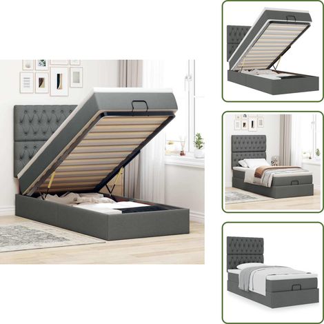 vidaXL Ottoman-Bett mit Matratze Dunkelgrau 90x190 cm Stoff (1/5)