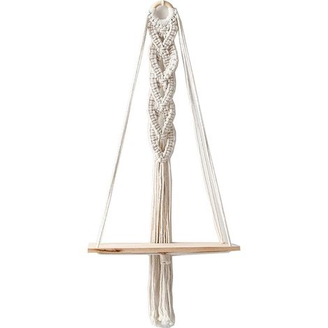 Étagère Murale en Bois - Support pour Plantes et Objets Décoratifs - Style Bohème Nordique - 32 x 15 cm - 1 Pièce (1/5)