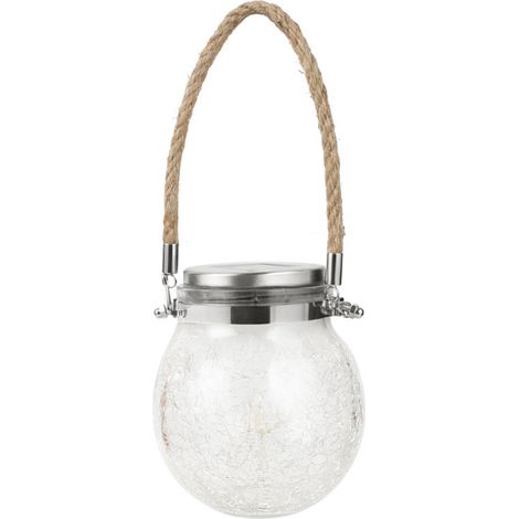 Lampe solaire suspendue, verre craquelé, étanche, capteur intelligent, pour allée de jardin. (1/4)