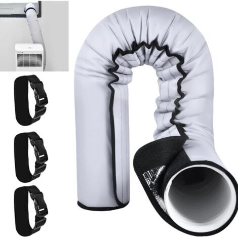 Housse isolante pour conduit de climatiseur portable de 5" et 5,9" de diamètre, facile à installer, avec 3 sangles à boucle réglables. (1/5)