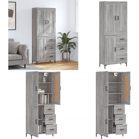 Highboard Grau Sonoma 69,5x34x180 cm Holzwerkstoff - Holzwerkstoff - Schrank (1/5)