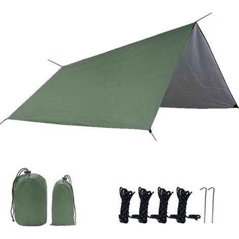 Tente D'Ombre Extérieure - Bâche Parasoleil Étanche 320 x 250 cm - Tissu Oxford 210D Enduit Argent - Pour Plage, Camping, Pique-Nique - 1 Pièce (1/2)