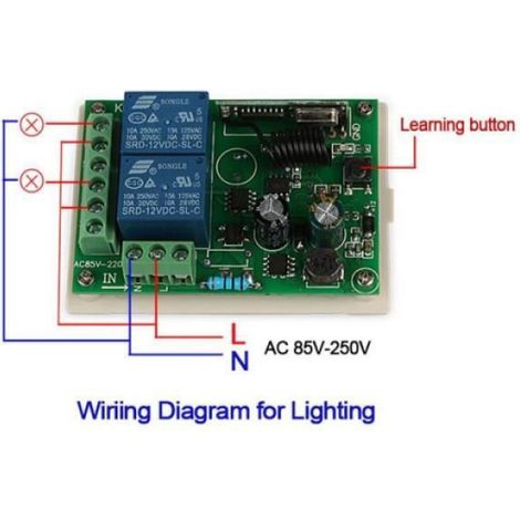 Interrupteur Sans Fil - 433 MHz - 2 Canaux - Récepteur Relais Pour Porte Électrique Lampe Garage Voiture - 1 Pièce (1/4)