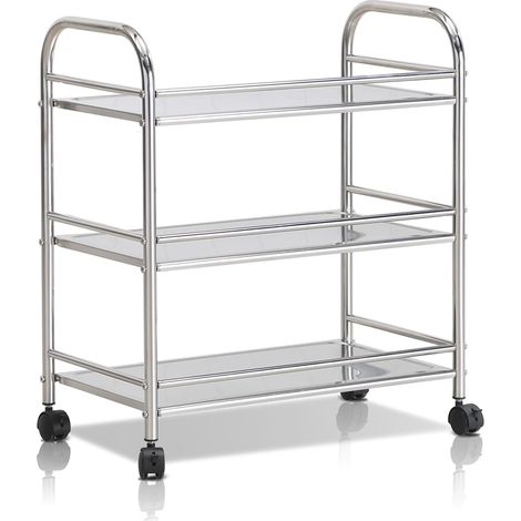 Chariot Industriel INOX - 3 Niveaux avec Roues Freinées Étagère Métallique pour Cuisine (1/5)