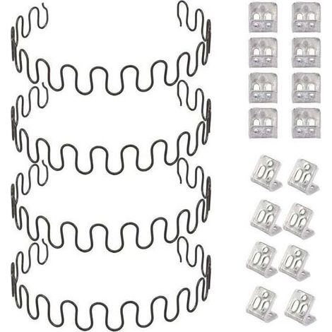 Kit réparation ressort canapé 4 pièces 50,8cm avec clips S, ressorts remplacement siège fauteuil (1/4)