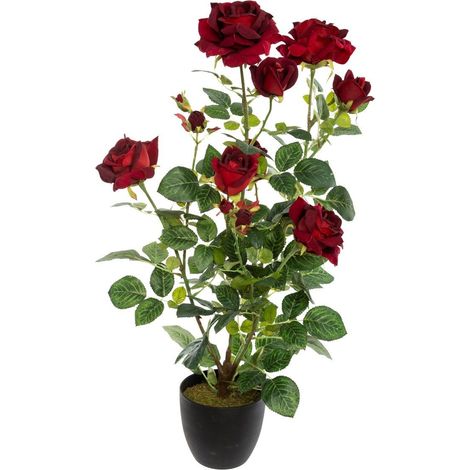 Plante artificielle en pot de rose KRZEW, 74 cm, rouge (1/2)