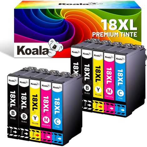 10-Pack Cartouche d’Encre Compatible pour Epson 18XL T1811-T1814 pour Expression Home XP-102 XP-202 XP-305 XP-405 XP-205 XP-302 XP-402 XP-415 XP-412 XP-315 (Noire - 470 Pages, Couleur - 450) (1/5)