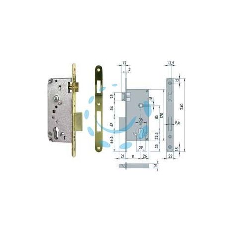 SERRATURA DA INFILARE PER PORTE IN LEGNO LOGO BORDO TONDO 5C631 - mm.35 (5C631350)