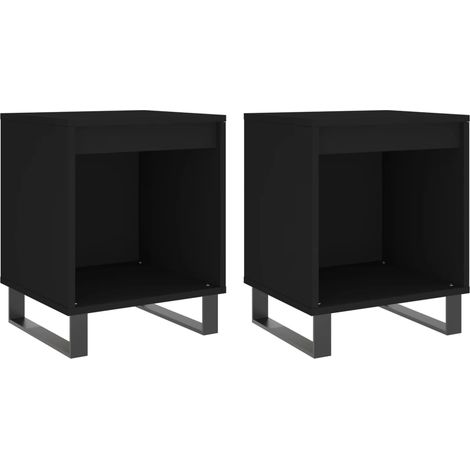 Juego de 2 mesitas de noche con compartimento abierto 40 x 35 x 50 cm madera de ingeniería negra DEC035555