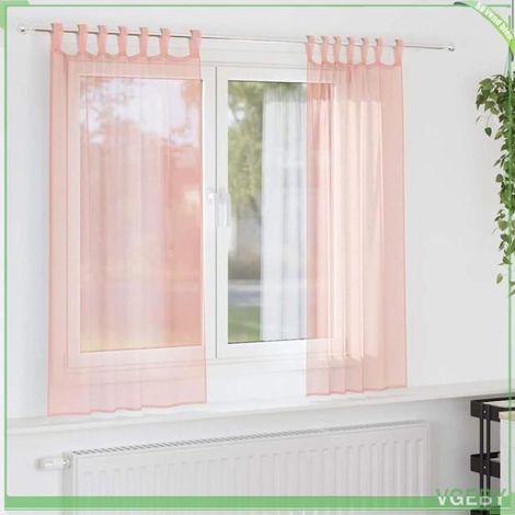 Rideaux en voile - FAFEISY - 4102287 - Rose - 140 x 175 cm - Semi-transparent (lot de 2) (1/5)
