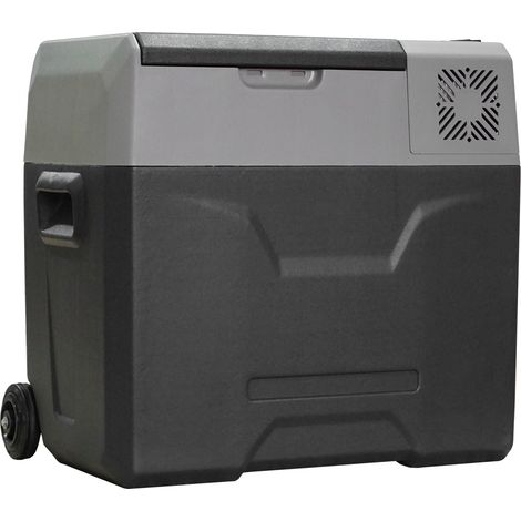 Glacière/congélateur portable, glacière à compresseur, glacière électrique, capacité de refroidissement -20 °C, 50 L, 12 V et 230 V, prise allume-cigare et adaptateur inclus, gris/noir