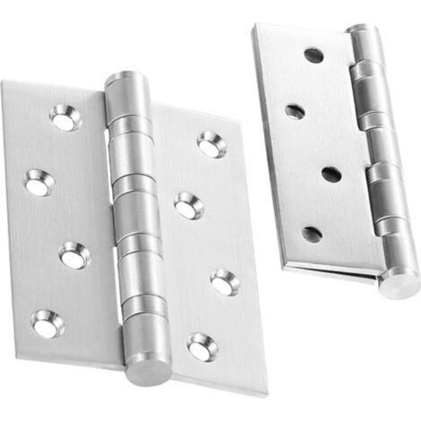 Charnière Inox Charniere Porte 100x75 mm, Charnieres de Portes en bois Exterieures Placard Roulement à Billes, 2 pièces (1/5)