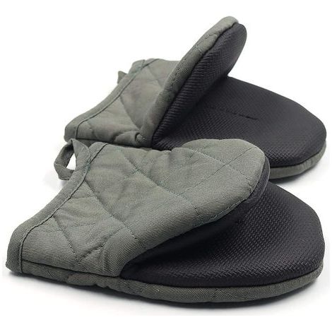 1 paire de gants de cuisine courts en silicone résistant à la chaleur jusqu'à 500 degrés,surfaces antidérapantes et gants à boucle de suspension,pour cuisson,grillades,barbecue,micro-ondes (1/4)