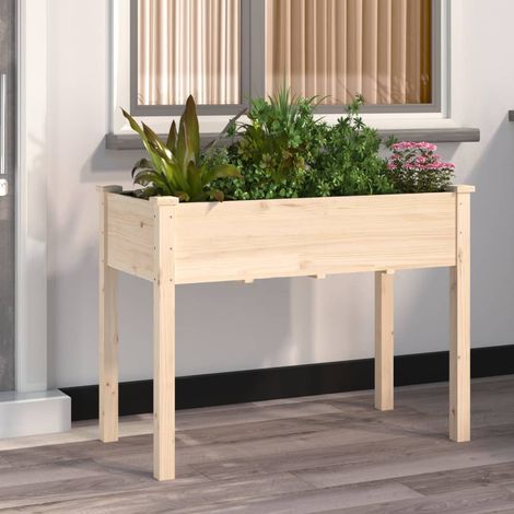 Jardinera con forro interior madera maciza abeto 118x59x76 cm (1/5)