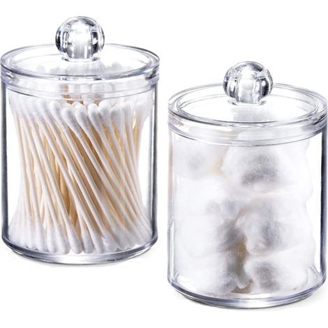 2 Pièce Porte Coton Tige, Distributeur Coton, Boite Rangement Tige avec Couvercle, étanche à la poussière et à lhumidité, pour Salon, Chambre coucher, Salle de Bain (1/5)