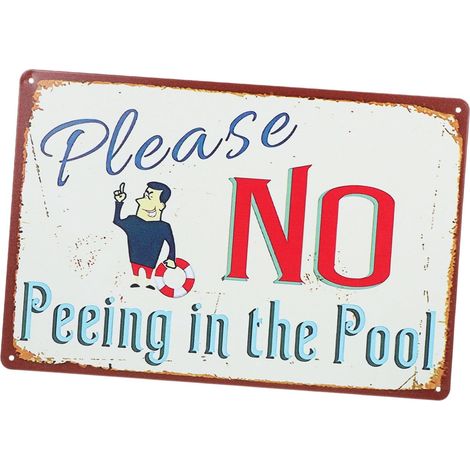 Lustiges Retro Poolschild aus Metall Wetterfest mit