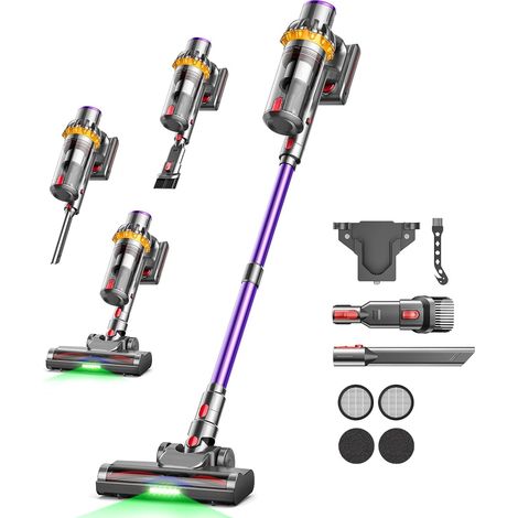 70 Min / 580W Aspirateur Balai sans Fil, 45 kPa / 1,8L Aspirateur sans Fil Puissant, Ultra-léger, Anti-enchevêtrement, Écran Tactile, pour Tapis, Sols Durs, Poils d'animaux (1/5)