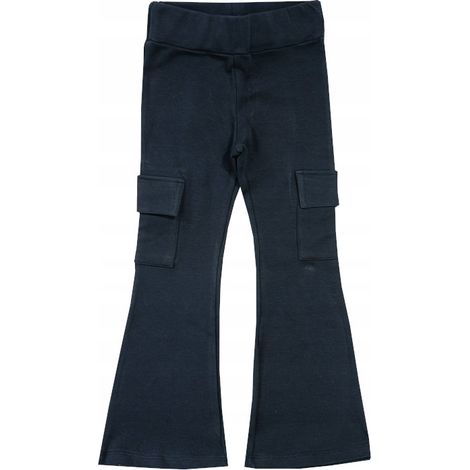 Pantaloni sportivi a zampa d'elefante da ragazza, pantaloni da combattimento, cotone, blu navy, YO 122/128 Ł020B