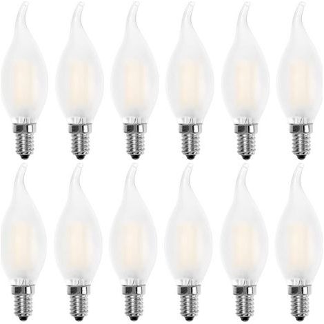 Ampoule LED E14 Flamme,Forme de Bougie,Blanc Chaud 2700K,4W Equivalence Incandescence 40W,400lm, Lot de 12 (1/4)