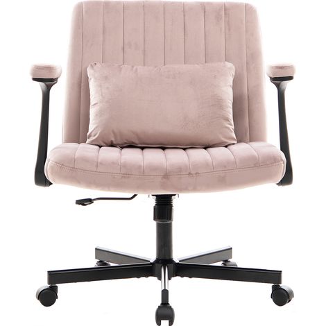 Silla de oficina rosa de tela con reposabrazos abatibles, altura regulable y ruedas silenciosas (1/3)