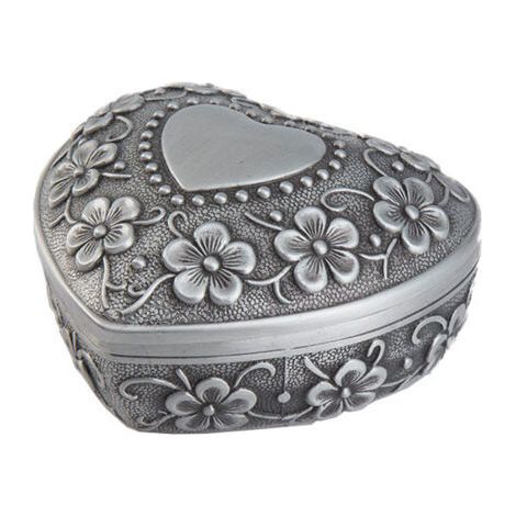 Vintage Heart Jewelry Box - Small Antique Ring/Earring/Necklace Organizer (1/5)
