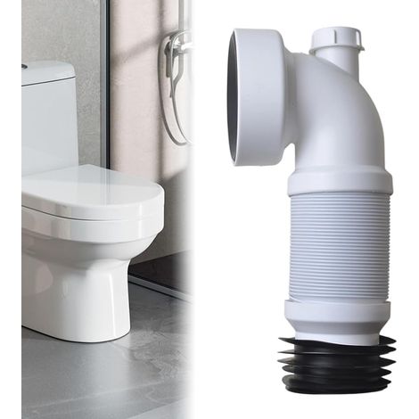 Connecteur de toilettes incurvé en PVC de 110 mm, rallonge de tuyau d'égout flexible avec fil d'acier pour tuyaux de sol britanniques, coude à 90 degrés (1/5)