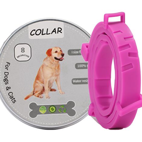 Collier pour chien 1 pièce collier anti-insectes et anti-puces pour chiens (grand chien 35 kg 72 cm, rose) collier anti-insectes et anti-puces (1/2)