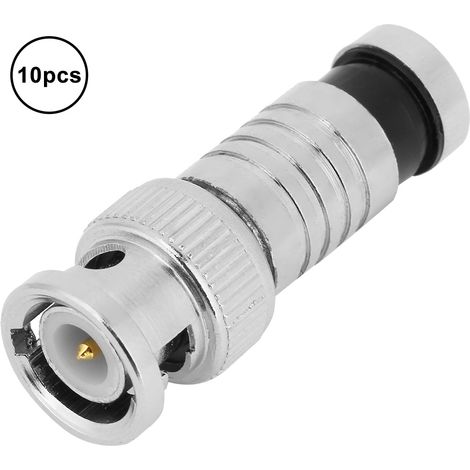 Lot de 10 connecteurs BNC mâles à compression FR coaxiaux Q9 pour systèmes de vidéosurveillance RG59