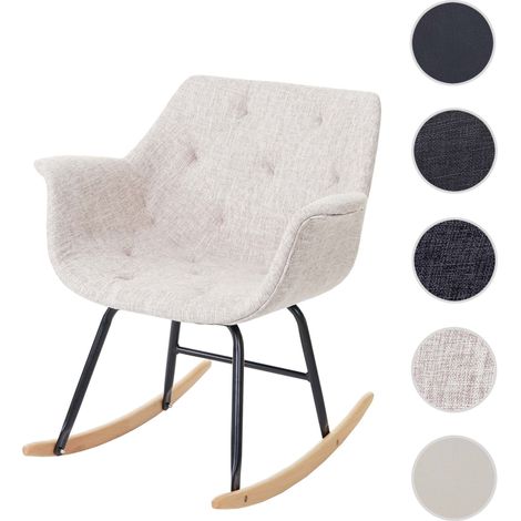 Fauteuil à bascule Malmö T820, rocking-chair, fauteuil basculant, relax - tissu, crème/gris (1/5)