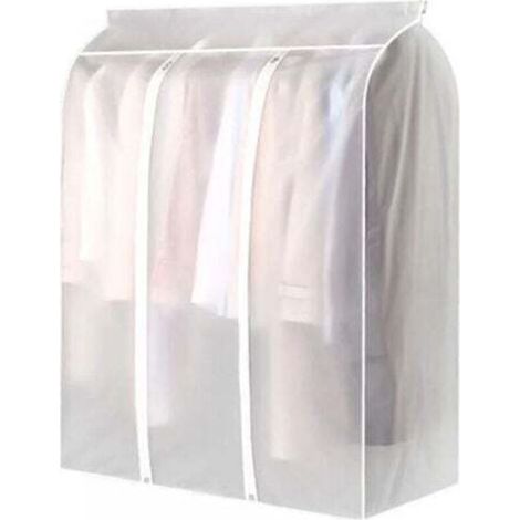[JAMAIS UTILISÉ] Sac à vêtements 90 x 100 x 50 cm pour suspendre des vêtements, sac de couverture translucide givré pour porte-vêtements, sac de rangement pour vêtements à fermeture éclair pour suspen (1/4)