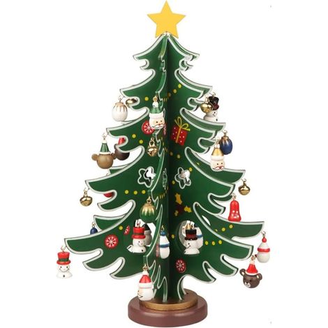 Décoration de Table de Noël - Petit Sapin de Noël - Mini Sapin de Noël en Bois-Décoration de Table,M (1/5)