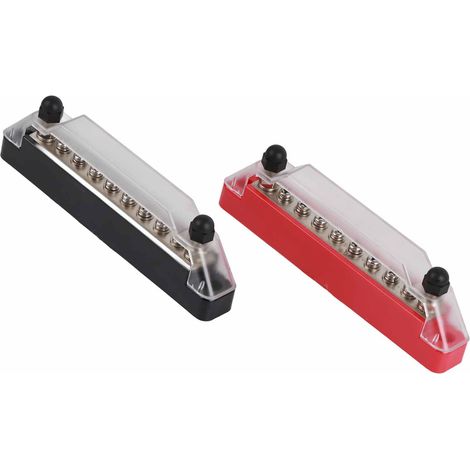 Set aus 2 48V 150A Verteilerschienen, 10 Klemmen + 20 Steckverbinder, Anschlussblock für PKW/Wohnmobil, M6x2 und M4x8 Schrauben (1/5)