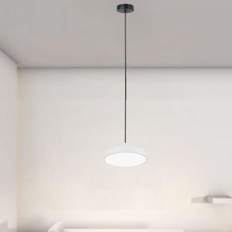 TrAdE Shop Traesio - Lampadario A Sospensione Led 40w Bianco Cerchio Tondo Moderno Minimal Luce 6500k 32880 - (1/5)