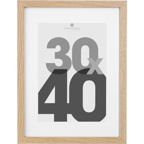Atmosphera – Cadre photo en bois naturel 30x40cm – Passe-partout inclus – Pour photo 30x40cm – MDF et verre (1/3)