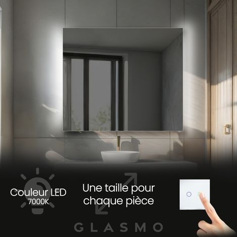 Miroir Salle de Bain LED 120x100 cm Alana - Horizontal Rectangulaire Miroir Mural Avec Éclairage Intégré Miroir Lumineux - Blanc Froid 7000 K (1/5)