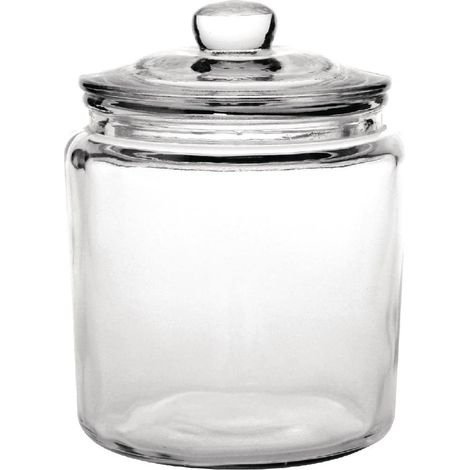 Pot à biscuits avec couvercle 3,8 litres, verre transparent, taille : 252 (H) x 200 (Dia) mm, Style vintage, passe au lave-vaisselle, GG925 (1/4)