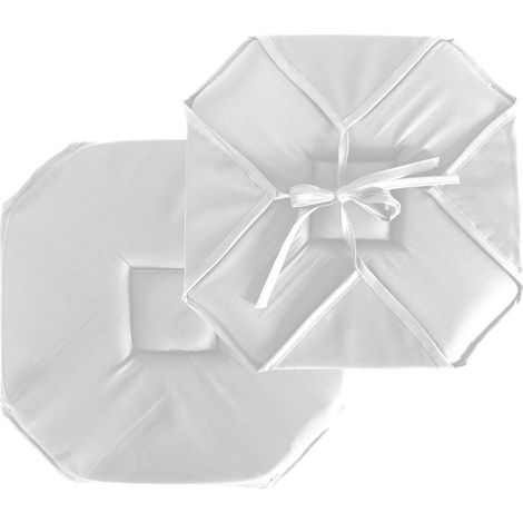 Galette de Chaise Uni "Basic" 40x40cm Blanc (1/2)