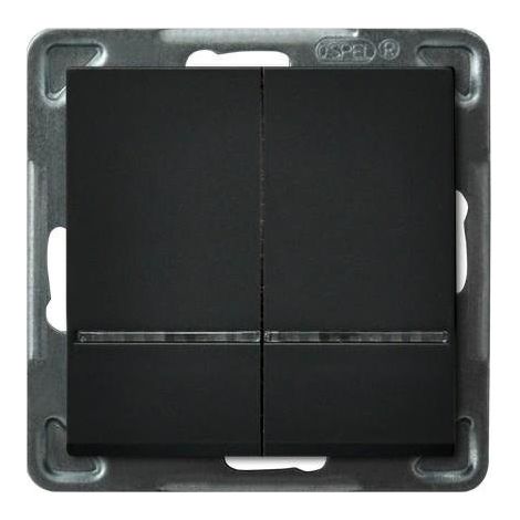 Interruptor tipo candelabro Sonata con retroiluminación, negro metálico ŁP-2RS/m/33