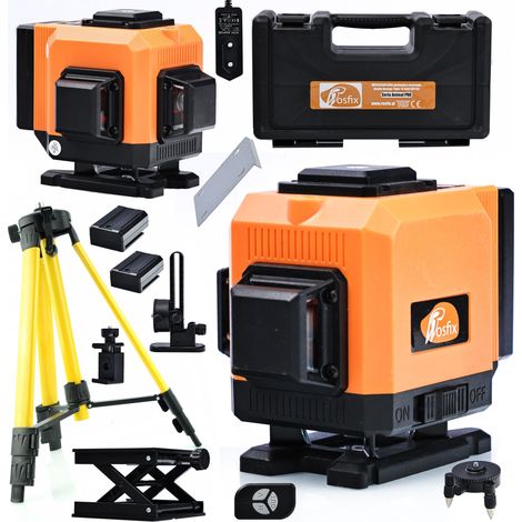 Rosfix Set Orange Tiger ROT12L – 12 Linien Kreuzlinienlaser mit Stativ 43–120 cm & Wandhalterung  360° Grünlaser  IP54  ±3° Selbstnivellierung  Baulaser für Innen & Außen