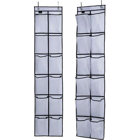 Organisateur de chaussures suspendu pour placards à portes étroites, blanc, lot de 2 (1/5)