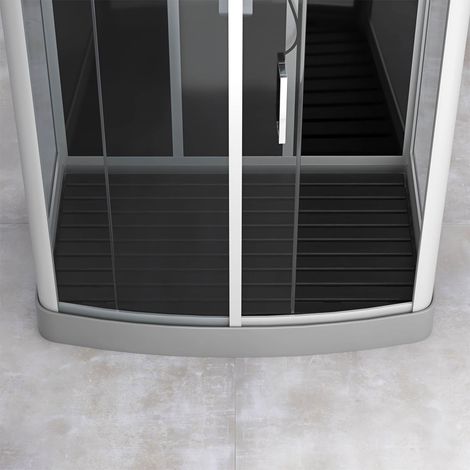 Pedana in legno composito grigio per cabina rettangolare - Dimensioni 104 x 74 cm