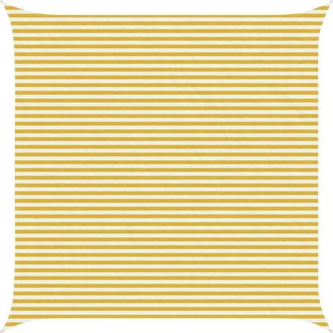 Voile d'ombre jaune et blanc 5 x 5 m HDPE - Voile d'ombrage protection solaire anti-UV jardin terrasse extérieur (1/5)
