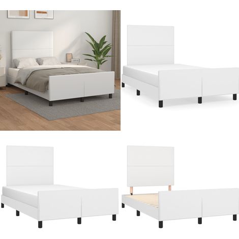 Cadre de lit sans matelas blanc 120x200 cm similicuir - Cadre De Lit - Lit Double - Lit Avec Têted'appui - Literie - Meubles De Chambre - Home & Living (1/5)