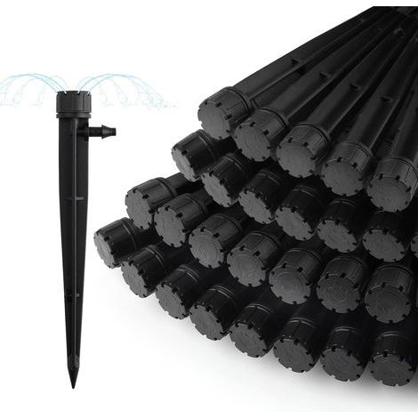 100 Goutteurs d'Irrigation Goutte-à-Goutte, Micro-Pulvérisateurs Réglables 360°, Jet Circulaire Complet, Diffuseurs d'Eau, Compatibles Tuyaux d'Irrigation 1/4'' (4-6mm) pour Jardin (Noir) (1/5)